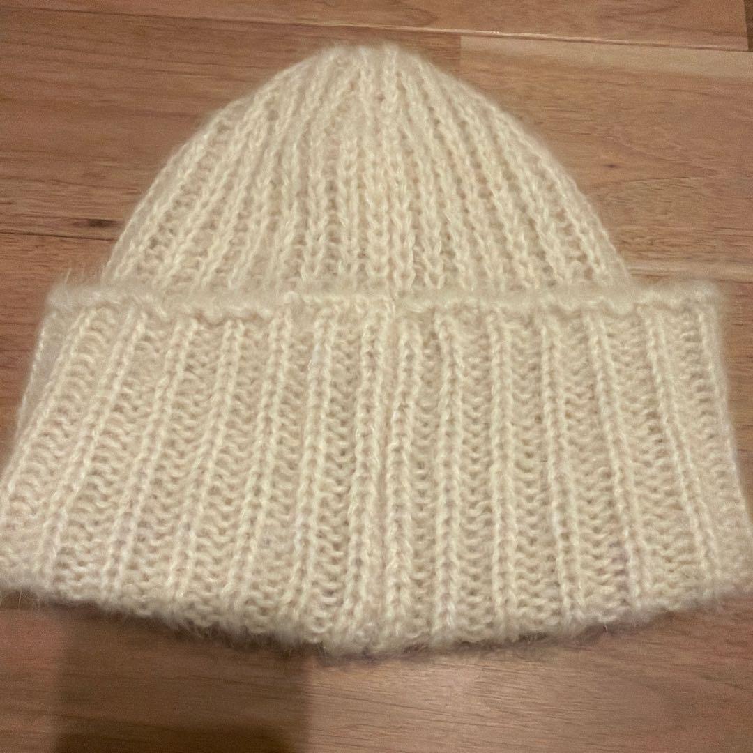 SIIILON 花柄刺繍 ニット帽 パープル