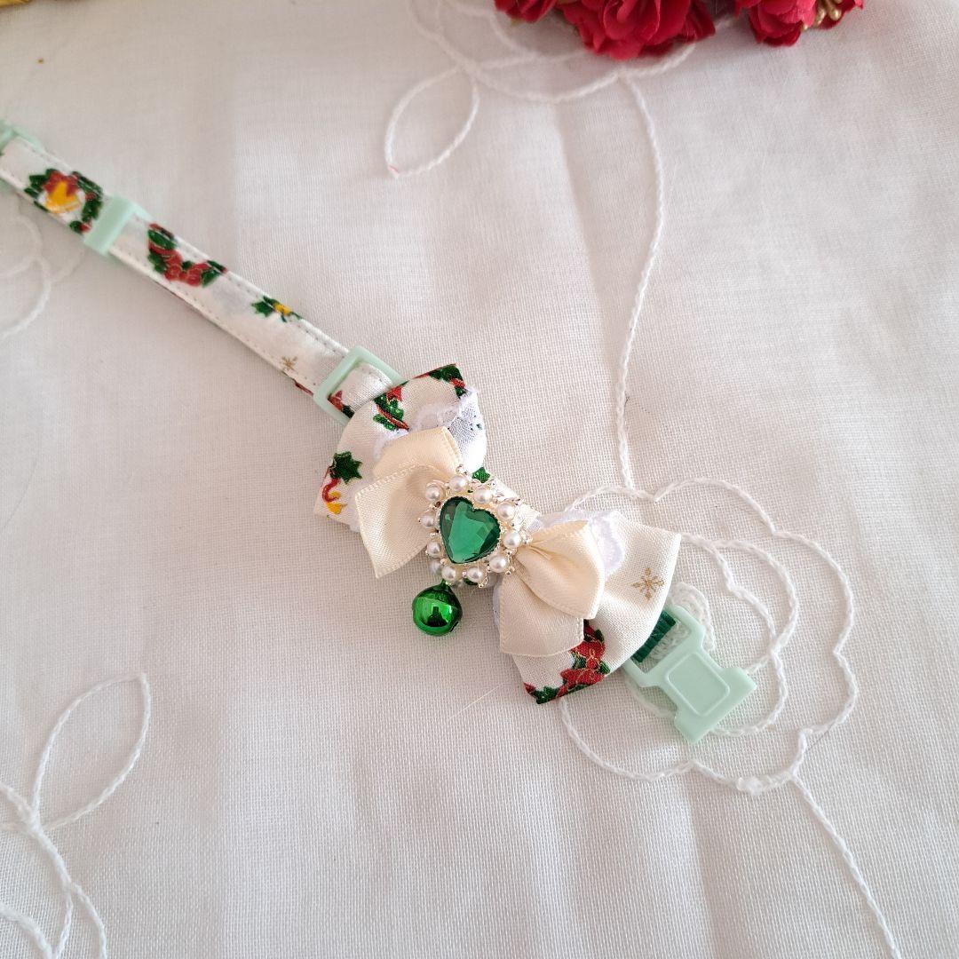 クリスマス(白クリスマスリース)わんちゃん猫ちゃん用首輪