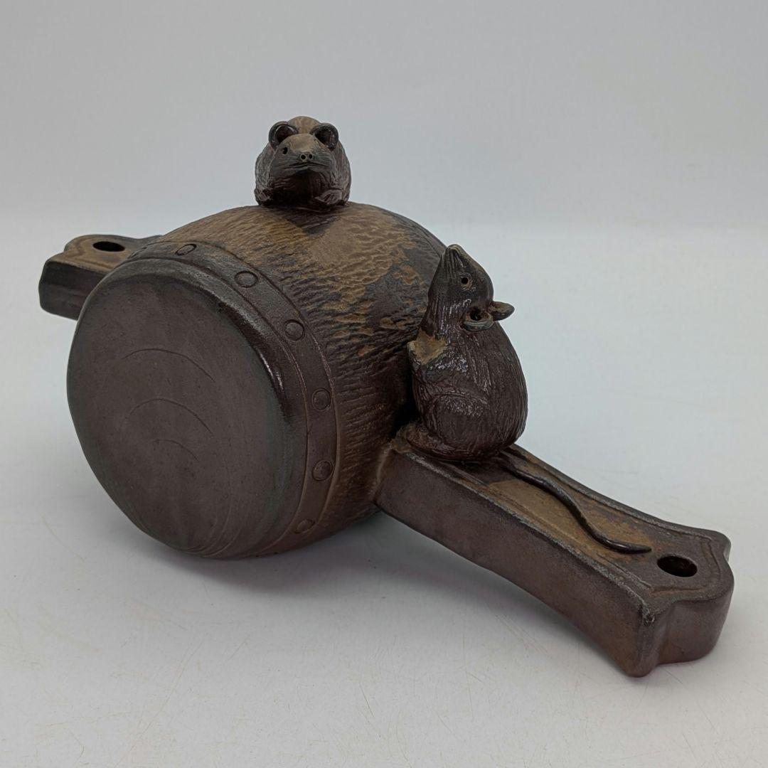 七福窯 備前焼 干支置物「子」 共箱 打出の小槌 ネズミ 鼠 縁起物 細工