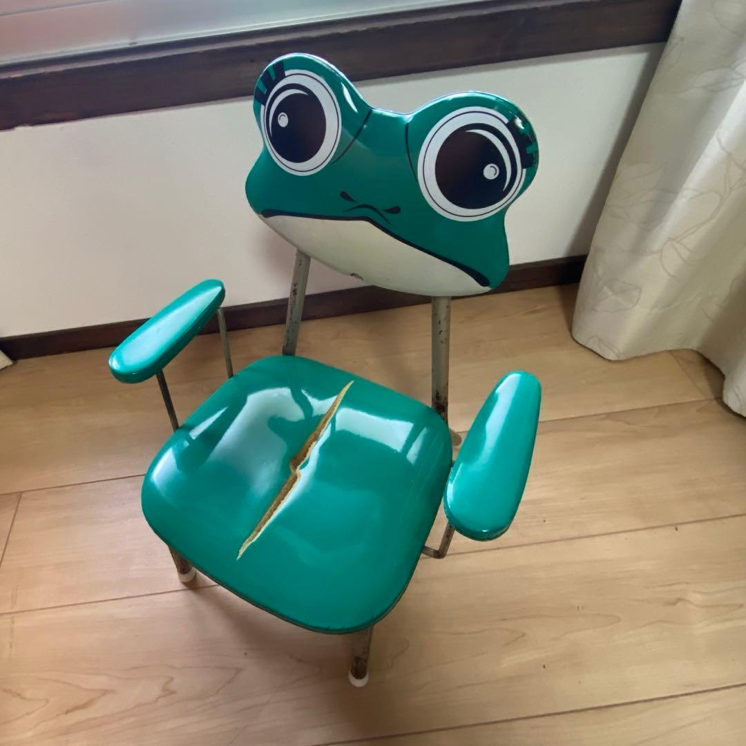 アンティーク カエル 椅子 昭和レトロ 幼児イス ケロヨン キッズチェア