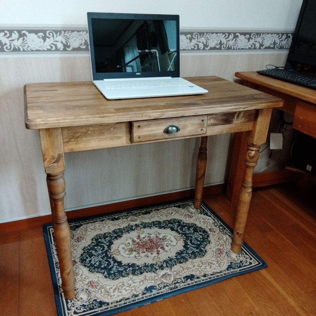 カントリー木工ろくろ脚のパソコンデスク机作業台