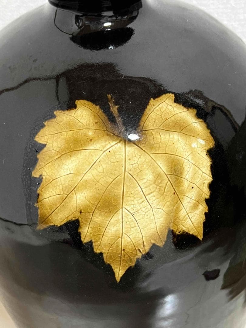 南宋時代 木葉天目大梅瓶 黑釉 吉州窯花瓶 大瓶 唐物 希少