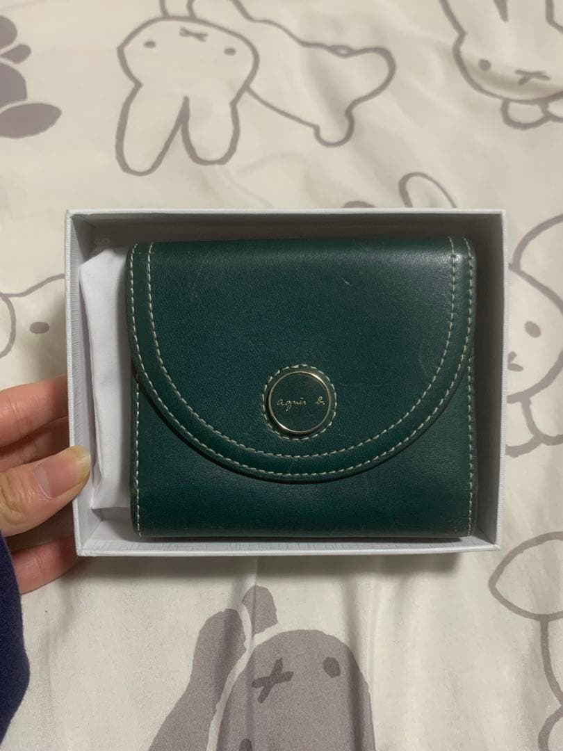 Agnes b. ダークグリーン 二つ折り財布 agnès b. ダークグリーン 二