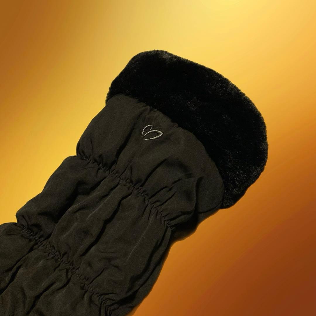 マスターバニーエディション レッグウォーマー フェイクファー 防寒 ゴルフ 黒色