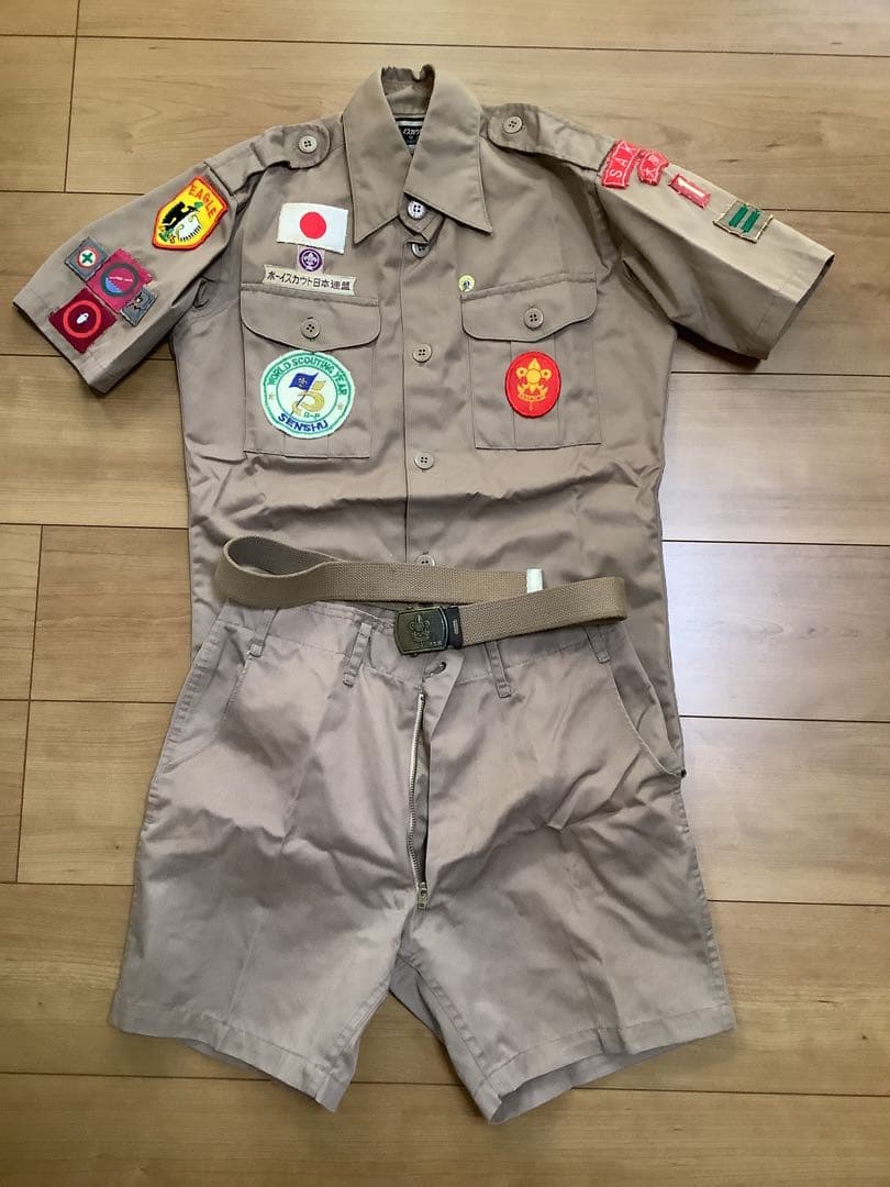 ボーイスカウト 制服 ベージュ 各種パッチ付き ボーイスカウト 制服