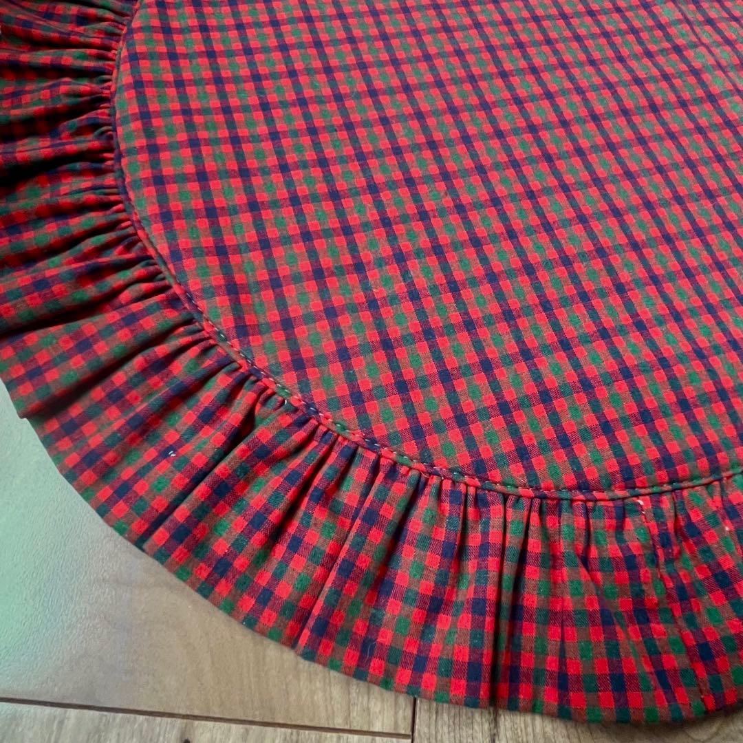 1324.カフェマット50×71 ファミリアのようなチェック ハンドメイド犬