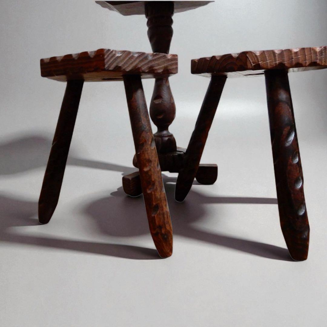 希少・良品】スペイン製 カントリー家具 テーブル＆チェア2脚 アンティーク