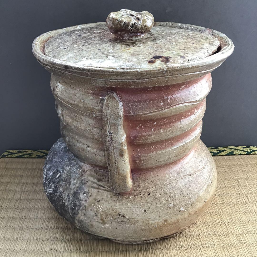 茶道具 水指 信楽耳付水指 四代高橋楽斎作 栞 共