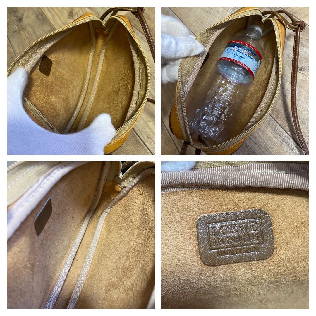 本物☆ロエベ アナグラム柄 レザー ショルダーバッグ 斜めがけ キャメルブラウン