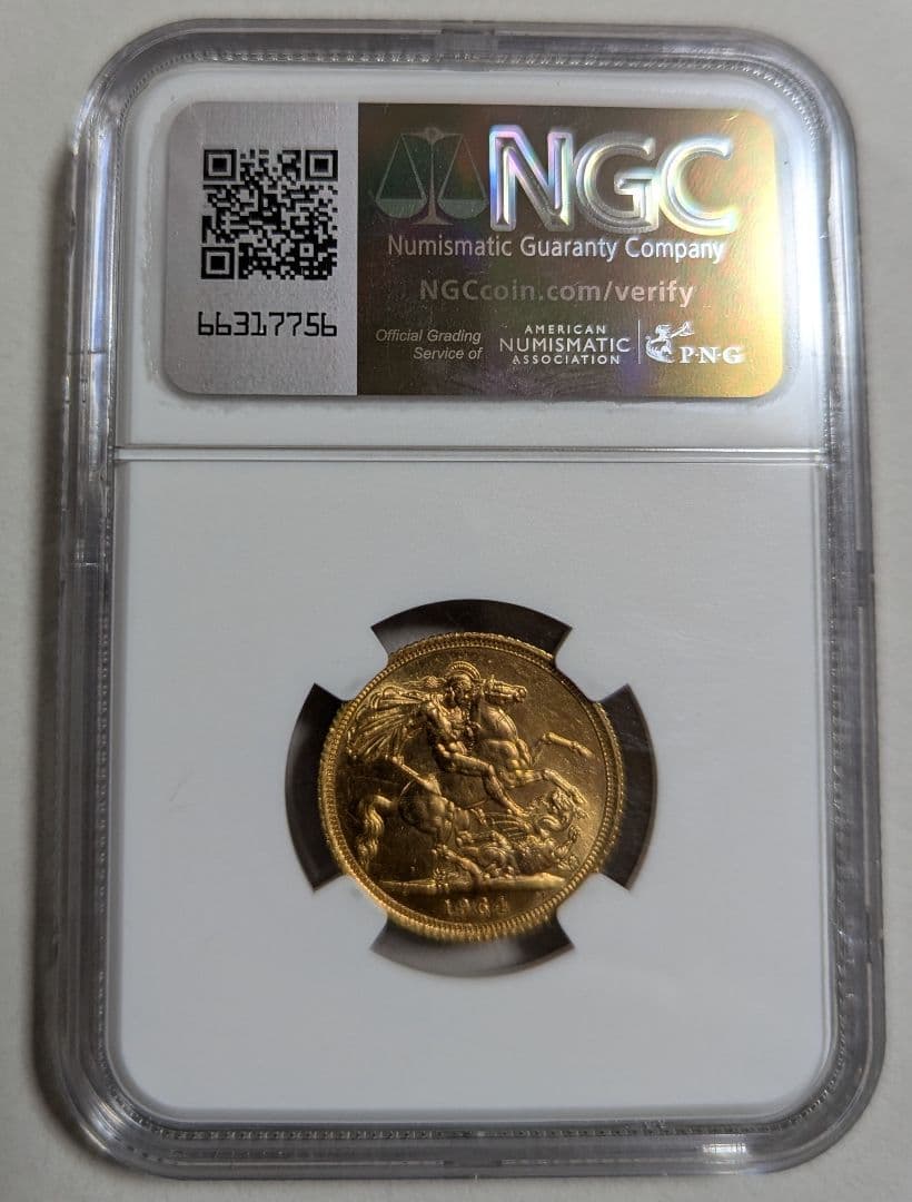 1964年/NGC/MS65/ヤングヤング/ソブリン金貨/エリザベス2世