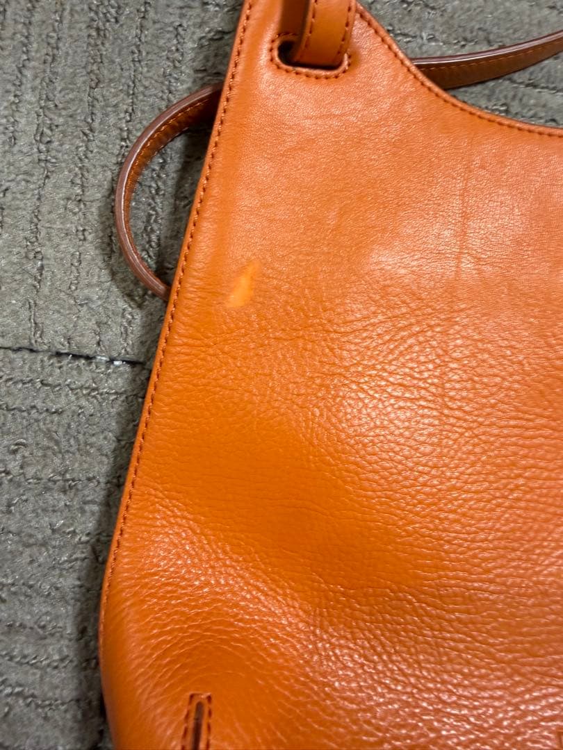 HIROFU オレンジ　レザーショルダーバッグ