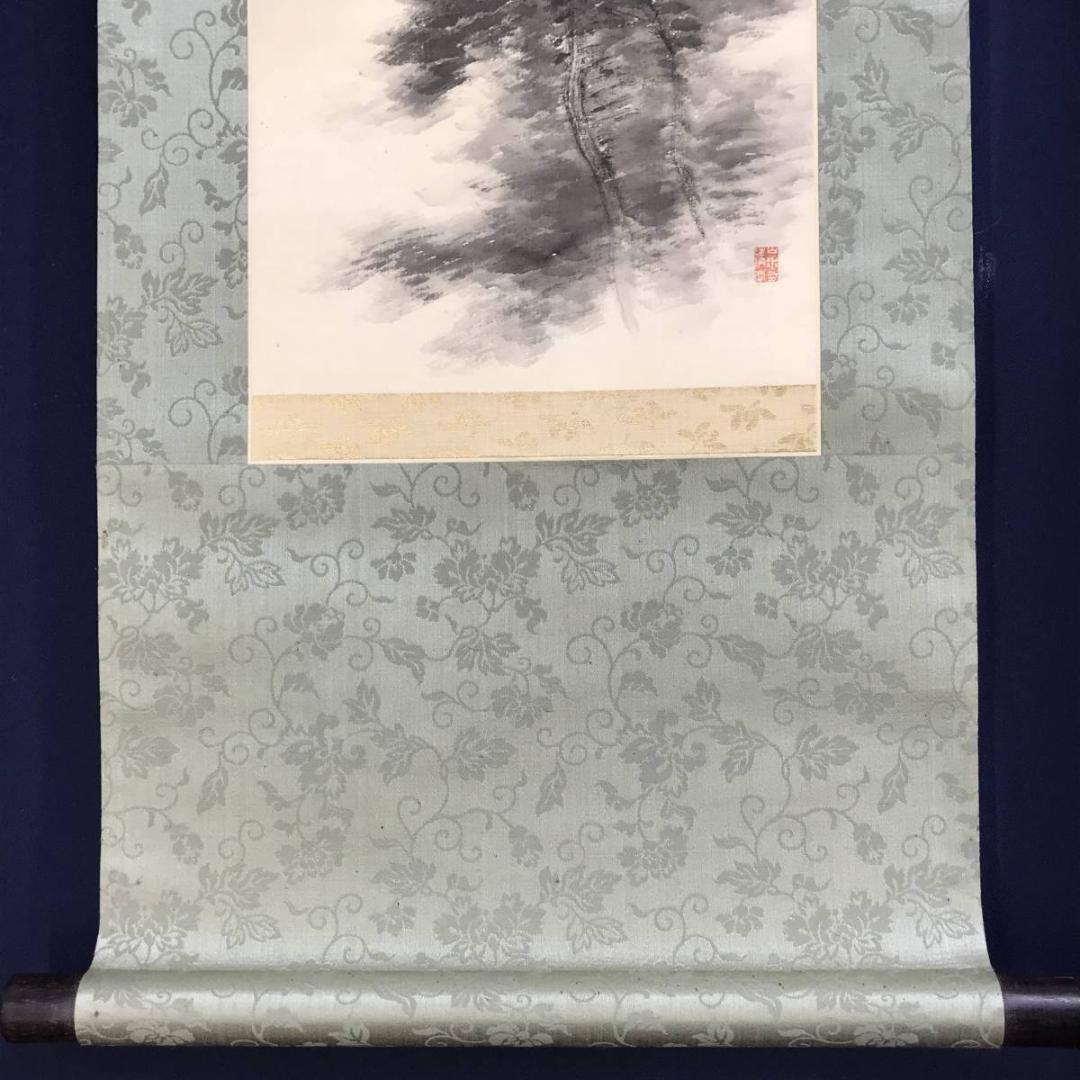 真作】井上石邨/雪景山水/夏山山水/山水図/対幅/掛軸/名家伝来/