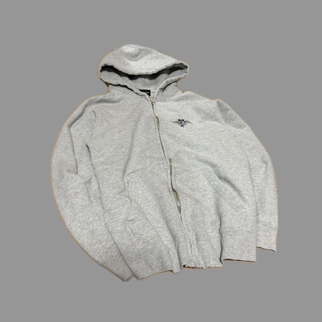 希少　Stussy ジップパーカー　ウイングロゴ　ウイングスカル　刺繍ロゴ