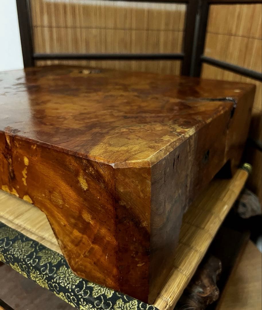 時代 無垢 超重量級 13.6㎏ 古木 刳抜彫り 花台 香台 盆栽台