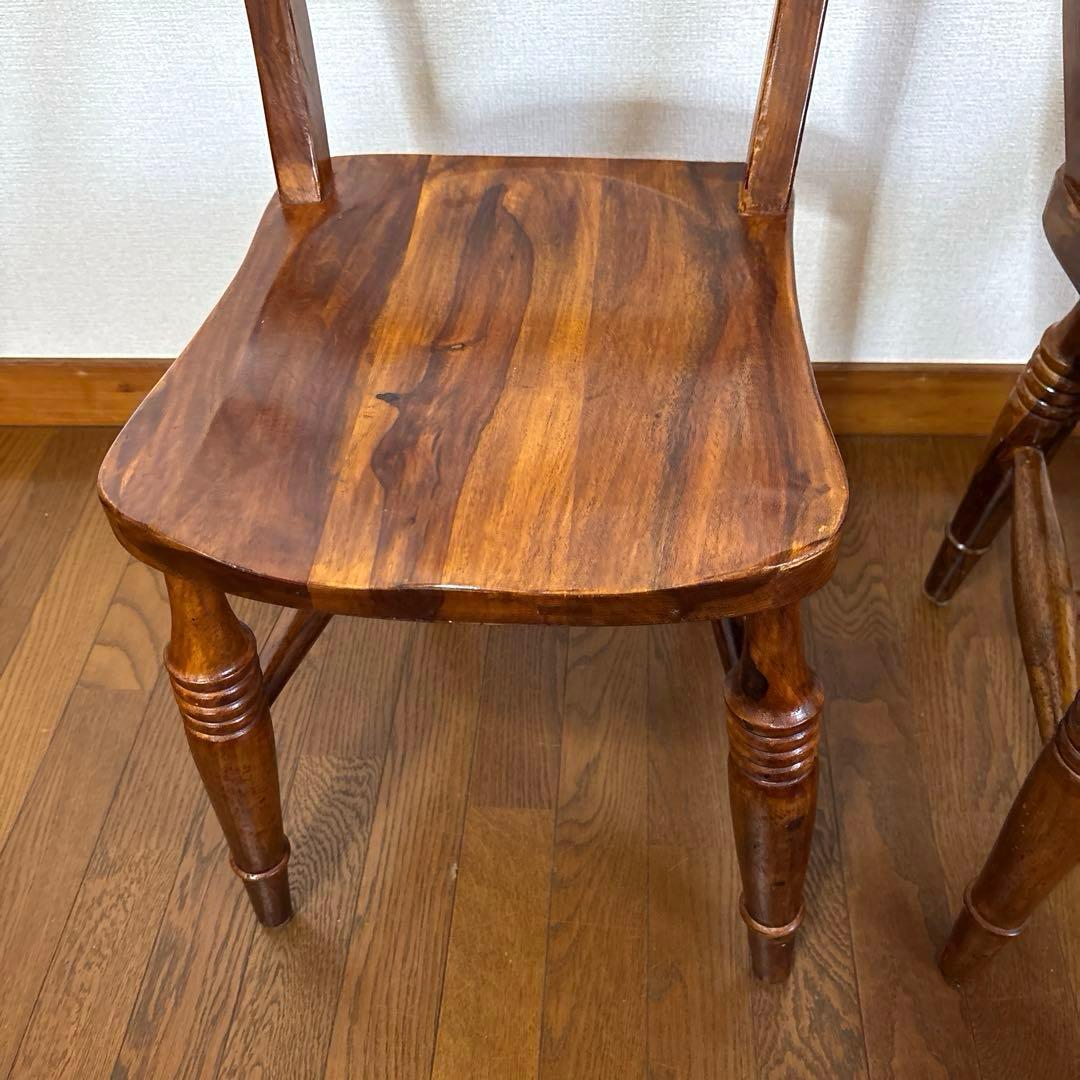 【良品】B-COMPANY ダイニングテーブル チェア ２脚 シーシャムウッド