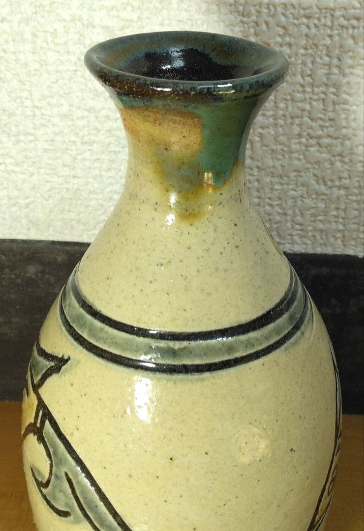 人間国宝 金城次郎 壷屋焼徳利 栞 共箱 美品 手づくり壺屋焼シール