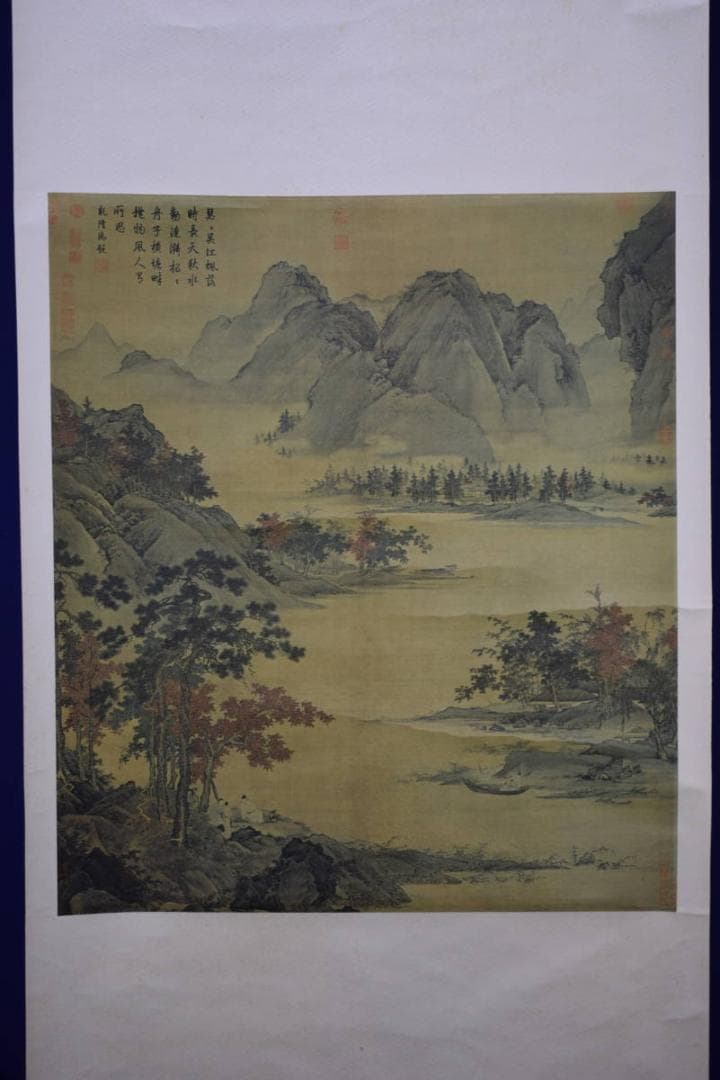 複製/不詳/山水人物図/工芸/布袋屋掛軸HE-796