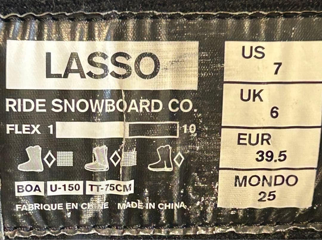 RIDE LASSO 25センチ　ライド　ラッソ　BOA ダブルボア