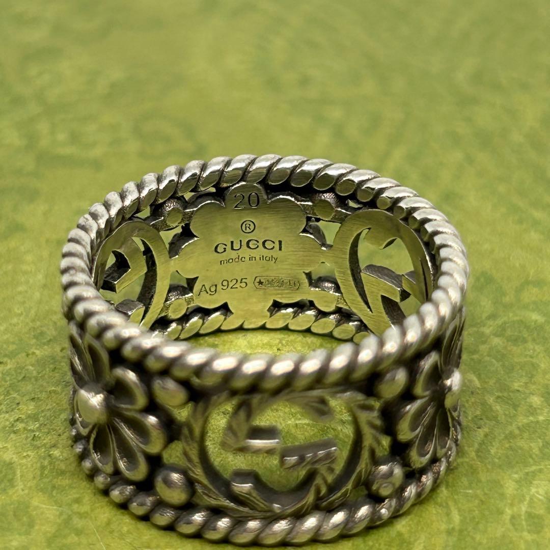 グッチ　GUCCI 指輪　リング　ハイブランド　19号　ワイド　フラワー