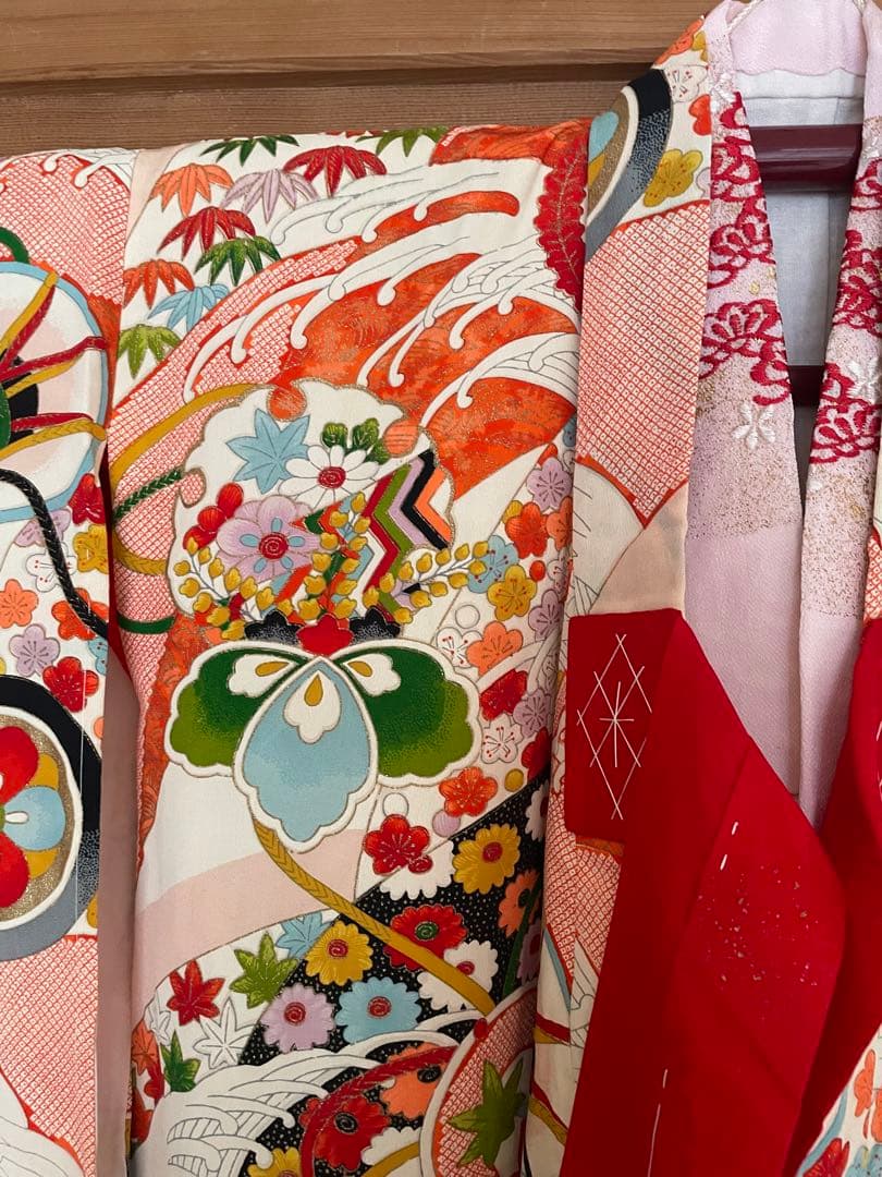 新品　未使用　希少　正絹　着物　七五三　お宮参り　しぼり　しつけ付き　女子　和柄