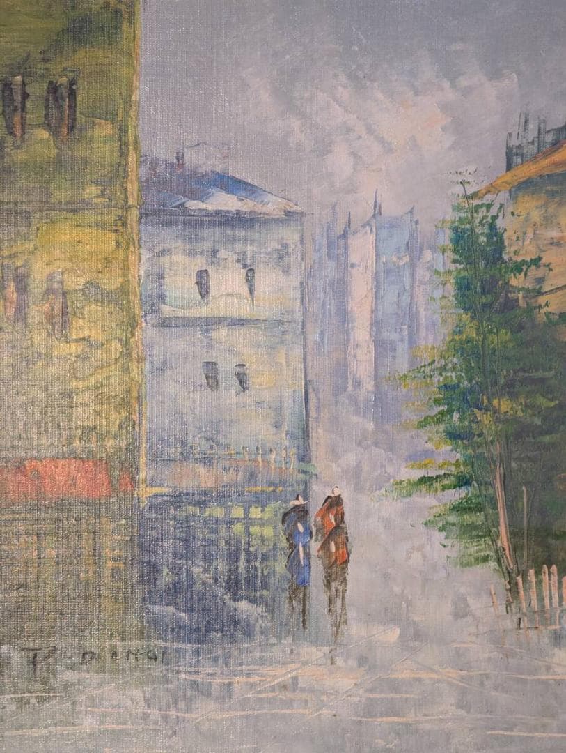 真作】絵画 油彩10号 ヨーロッパ都市情景 印象派風 静謐なる風景画