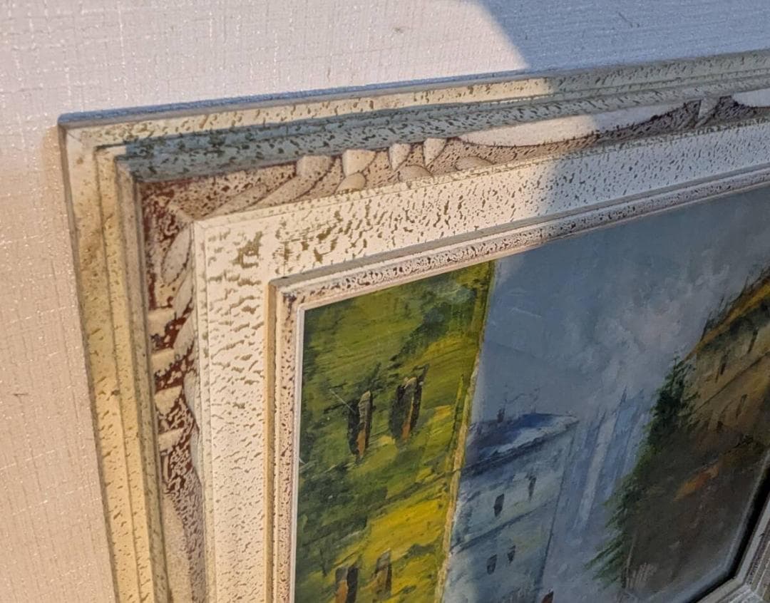 真作】絵画 油彩10号 ヨーロッパ都市情景 印象派風 静謐なる風景画