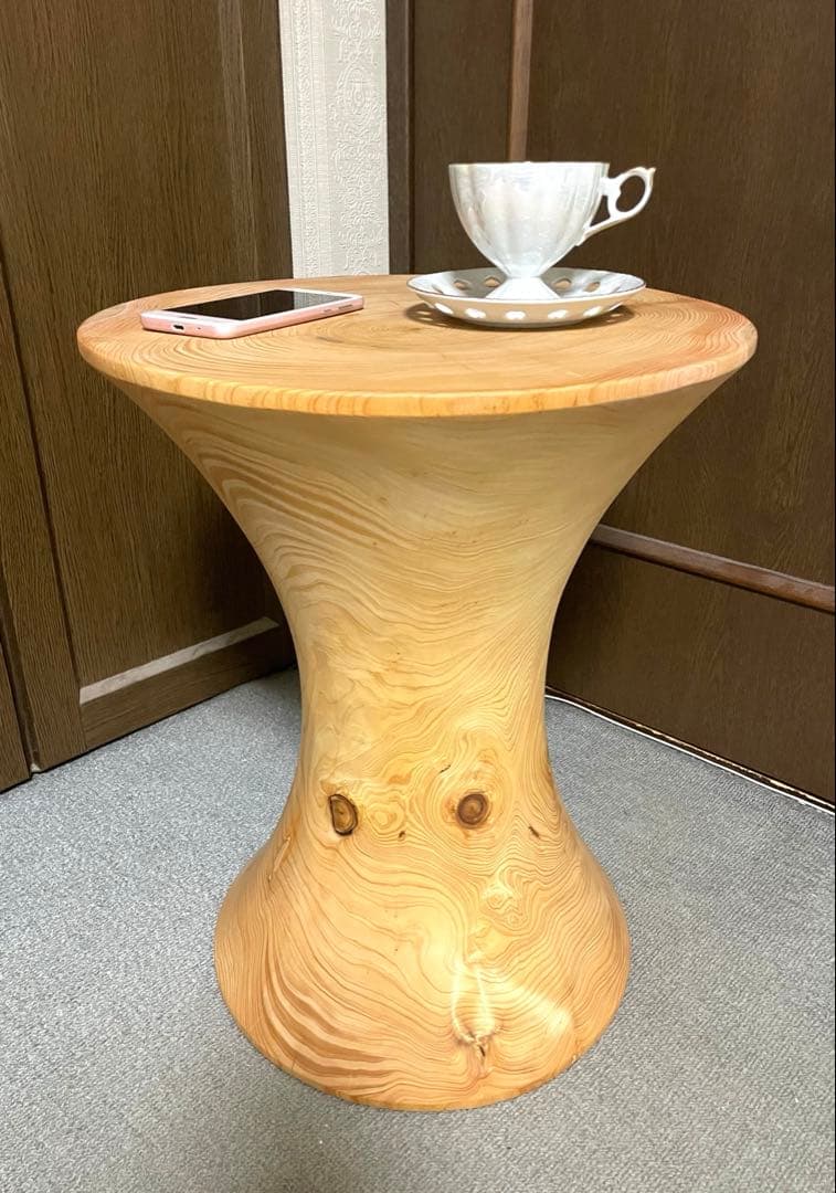丸太 木製フレア型サイドテーブル