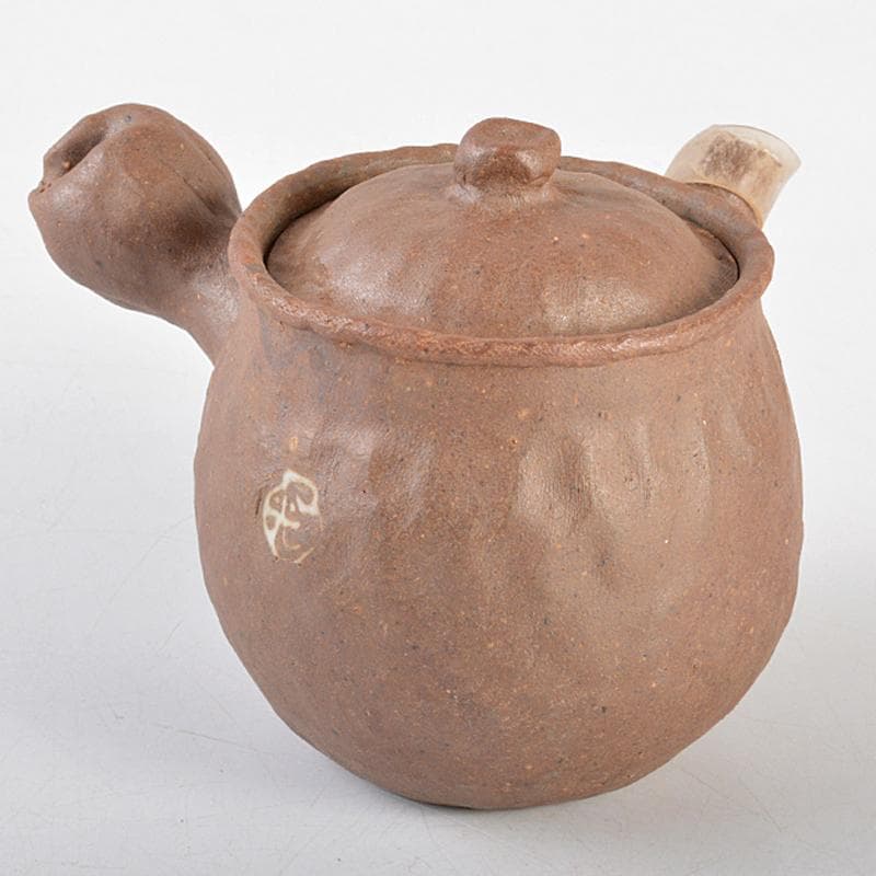 煎茶道具 萬古焼 古稀一光作 手捻 横手急須 茶壷 D R5563