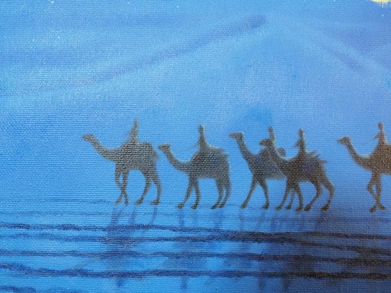 【値下げ】風景画　平山郁夫　月光の砂漠　M10　額付き　手描き　肉筆