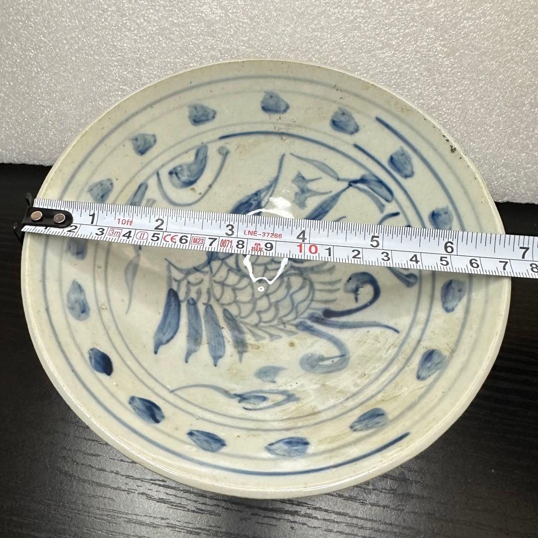 元代青花魚文碗中国古美術骨董品食器