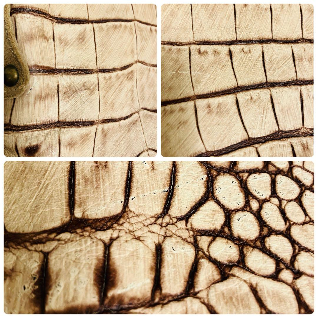 美品✨イタリア製 本革クロコ型押し 肩掛けトートバッグ ショルダーバッグ A4可