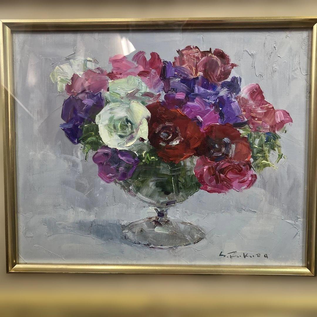 油彩 福田俊三 「アネモネ F3」 Yahoo!オークション -油彩(絵画)の落札