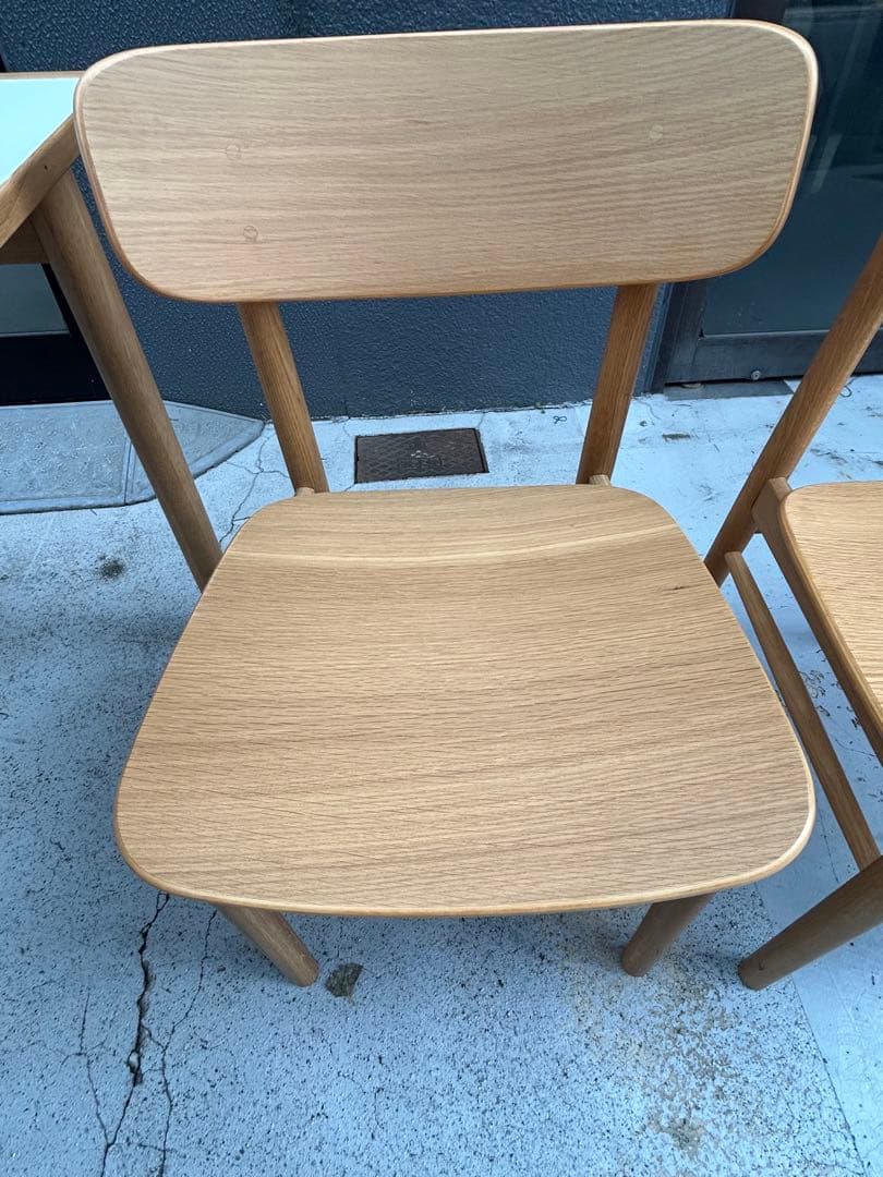 美品　無印　ダイニングセット　メラニン天板　ラウンドチェア2脚　オットマン付き