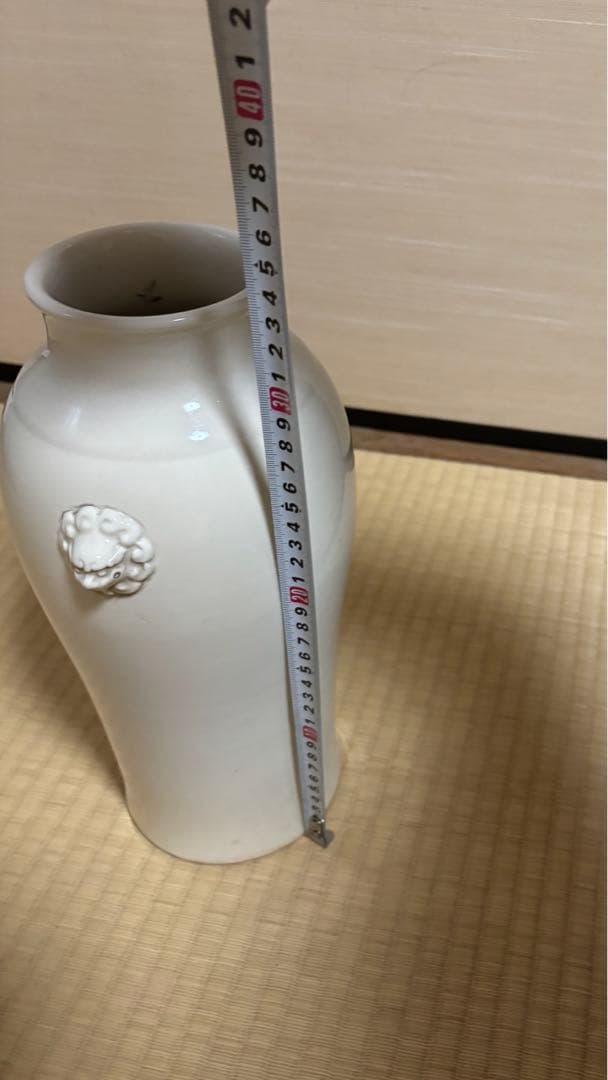 清時代 中国古美術 骨董品 唐物 白磁獅耳花瓶 壺 徳化