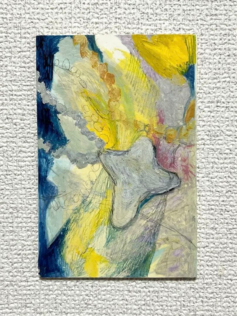 ドローイング 抽象画 青と黄色の絵画 - メルカリ