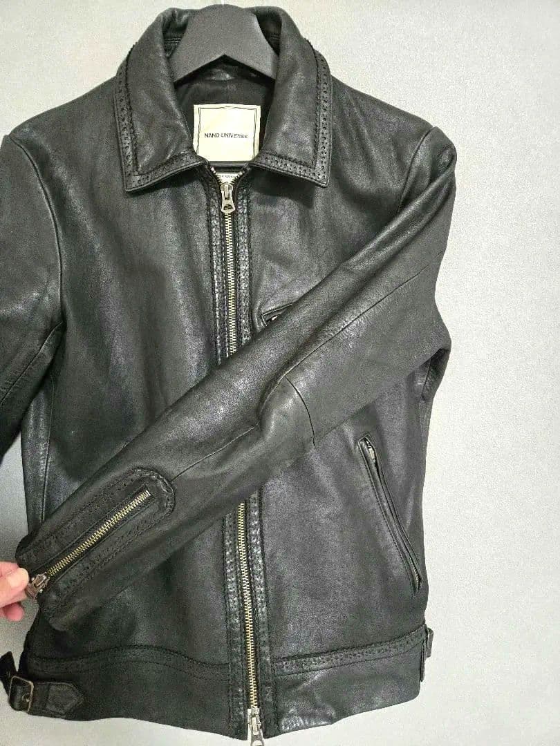 レアnano universe馬革 ホースレザージャケット シングルライダースS