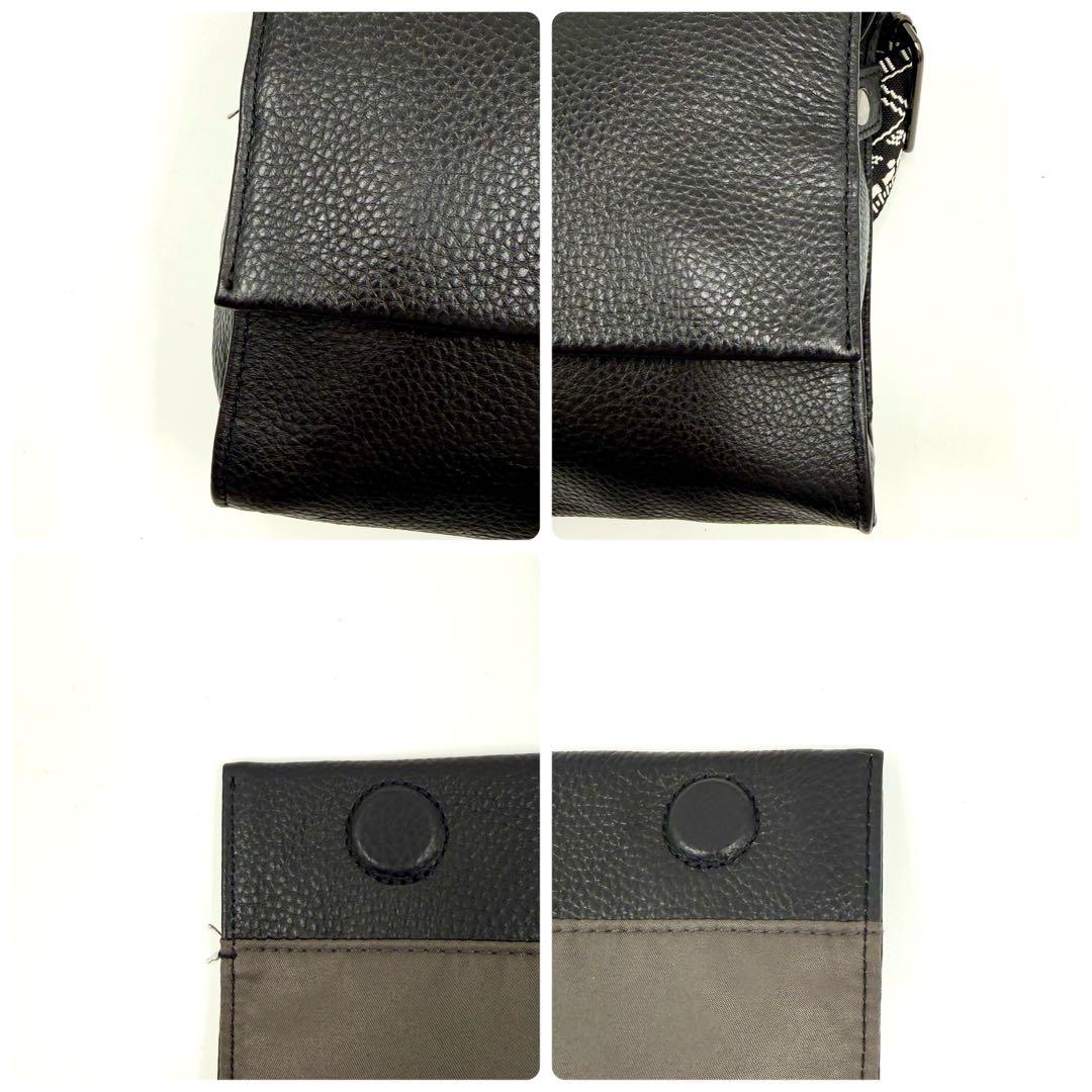 WEB限定イアパピヨネ 柄ワイドテープ ショルダーバッグ ブラック 幾何学 模様