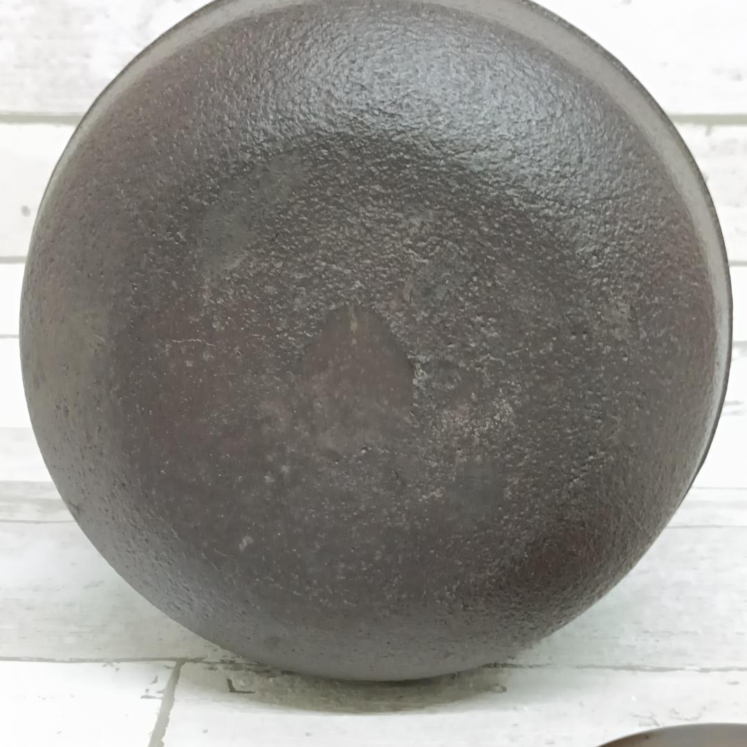 K102 茶道具 筒糸目釜 竹地紋 橋本辰敏 共箱 鉄釜 鉄製 銅製