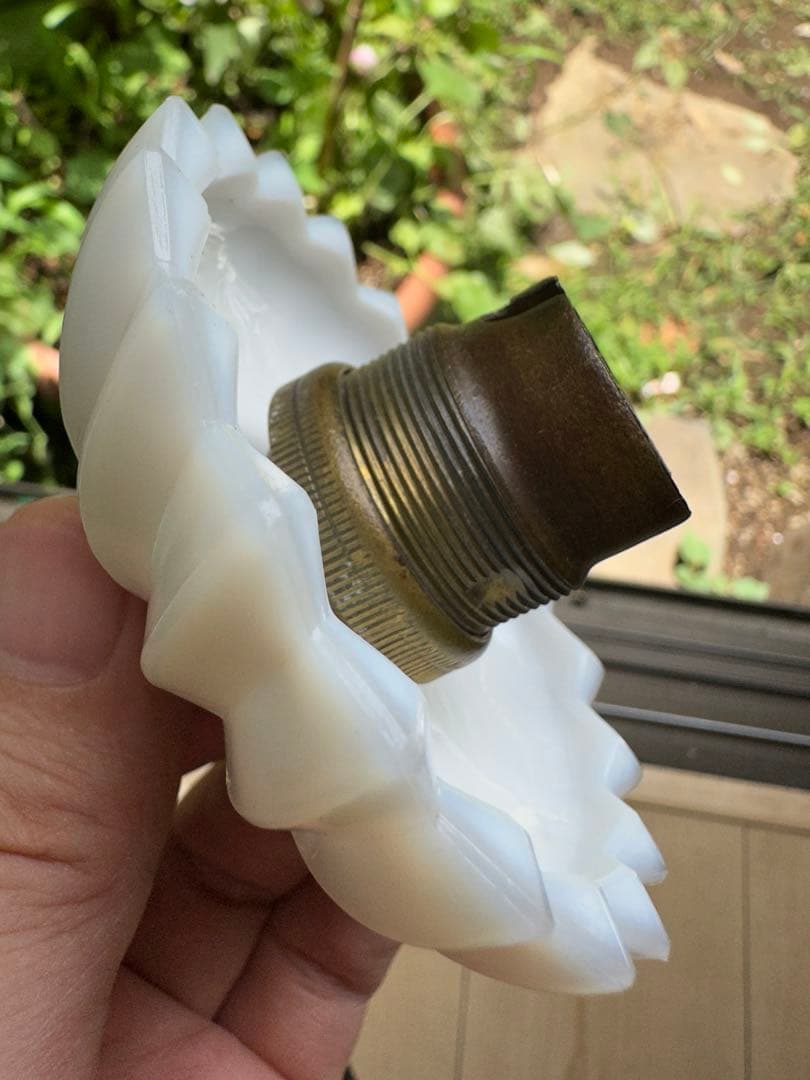 20年代 フランス アンティーク オパリンミルクガラスの螺旋模様