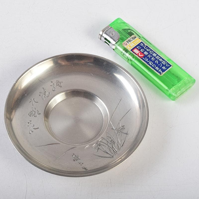 平安 邃古居 秦蔵六造 純錫 倣張萬順之作意 圓式茶托 五客 共箱 GR9455