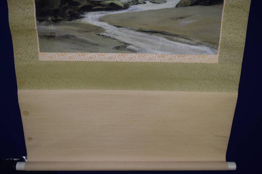 真作/中島光輪/椿の海辺図/桐共二重箱付/布袋屋掛軸HH-851