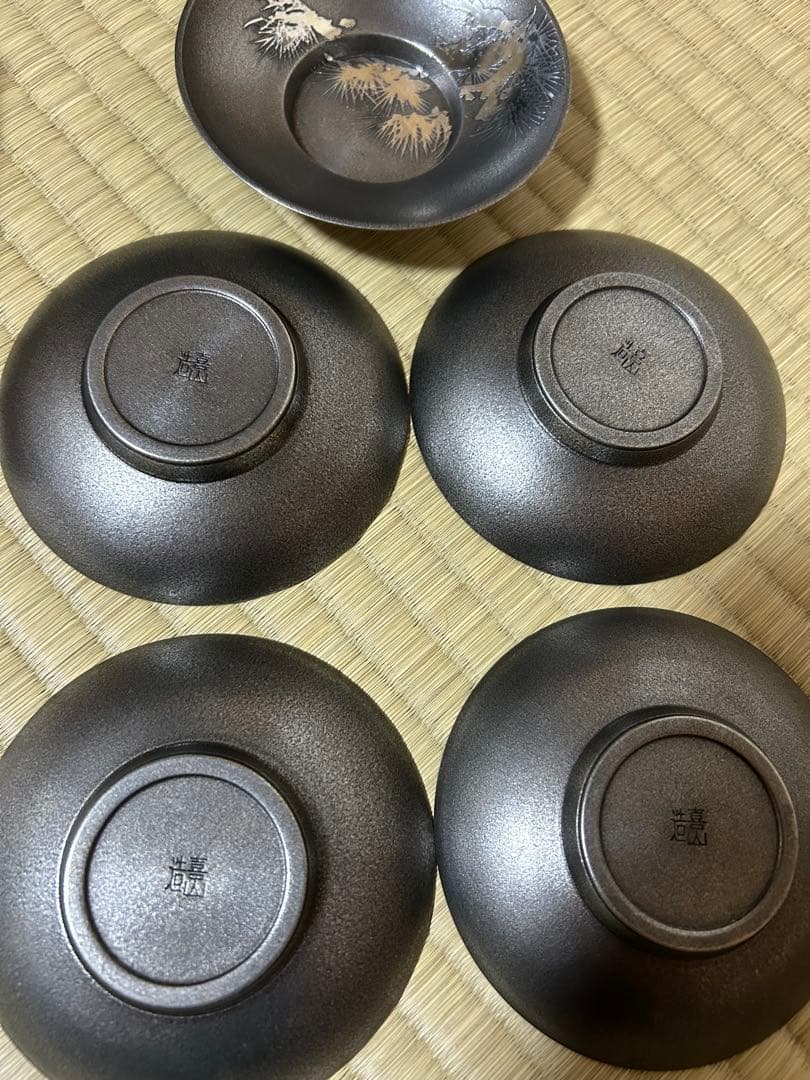 錫 茶托 錫師 松下喜山 5客セット