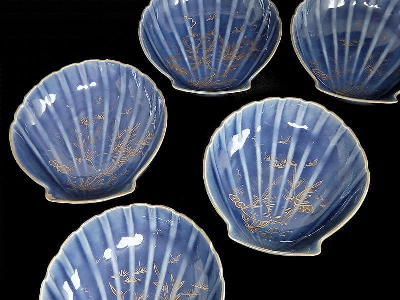 古伊万里 瑠璃色 貝の図 貝型変形皿 5枚 C803AS-BTp - メルカリ