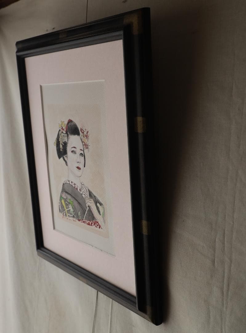 『静の舞』　 ※京都の舞妓さん。　水彩手描き1点物。（水彩防カビ保護ワニス済）