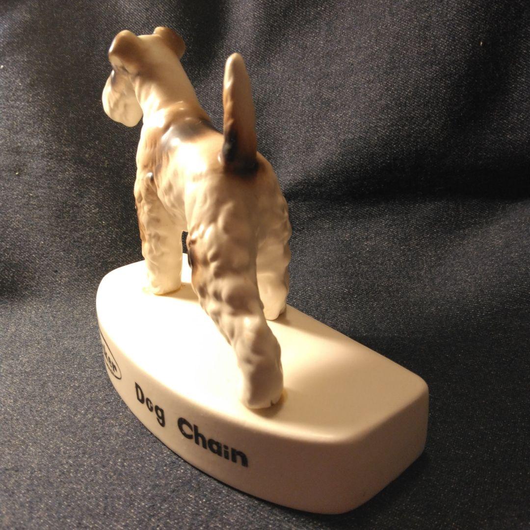 昭和レトロ リード 陶器製犬の置物ノベルティ シユナウザー 当時物