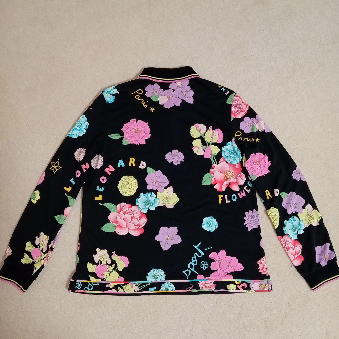 レオナール　スポーツ　長袖ポロシャツ　花柄　大きいサイズ　サイズ44