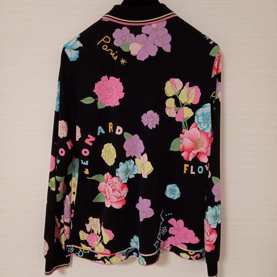 レオナール　スポーツ　長袖ポロシャツ　花柄　大きいサイズ　サイズ44