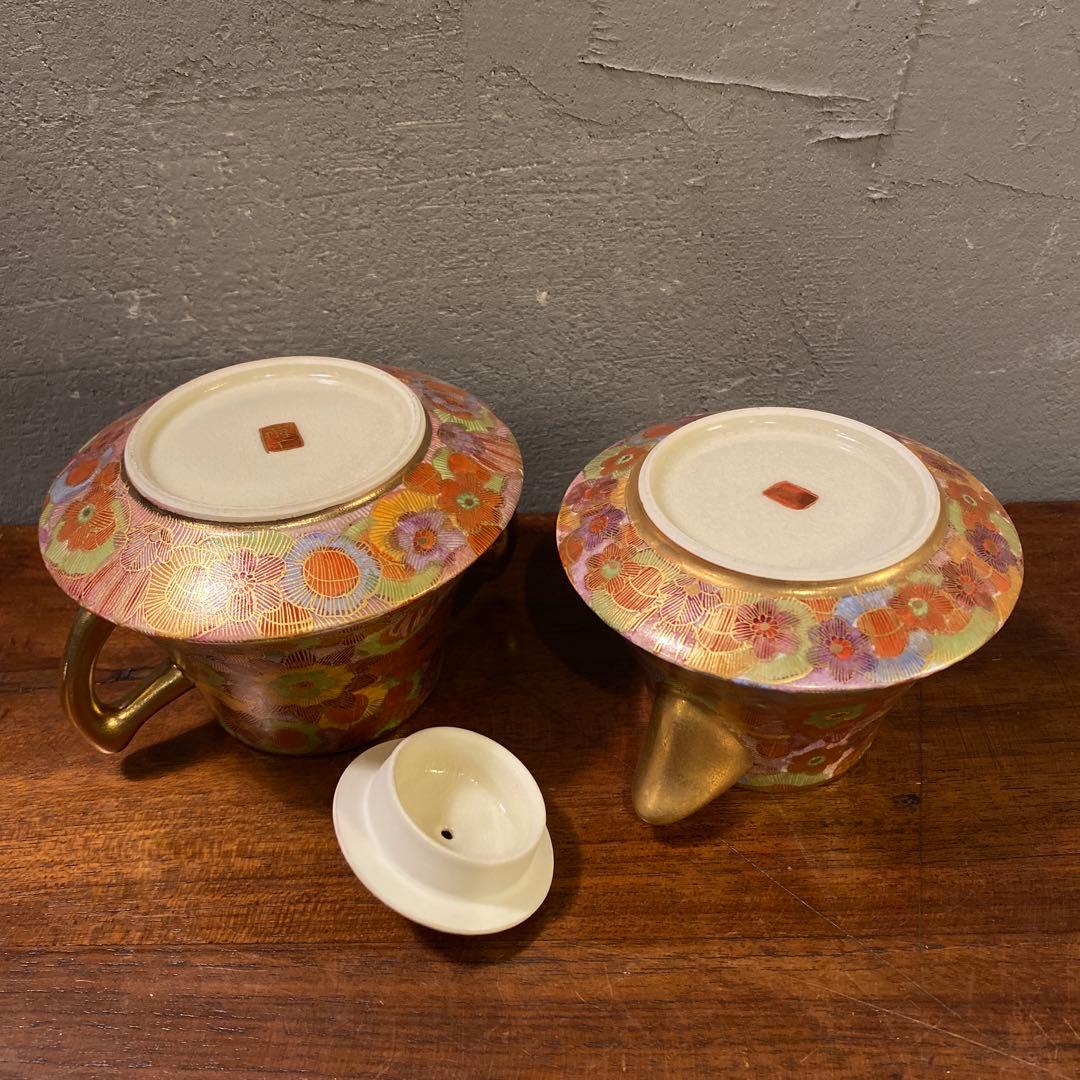 薩摩焼 明治 アンティーク 金蘭手まとめ売り カップ&ソーサー 骨董品