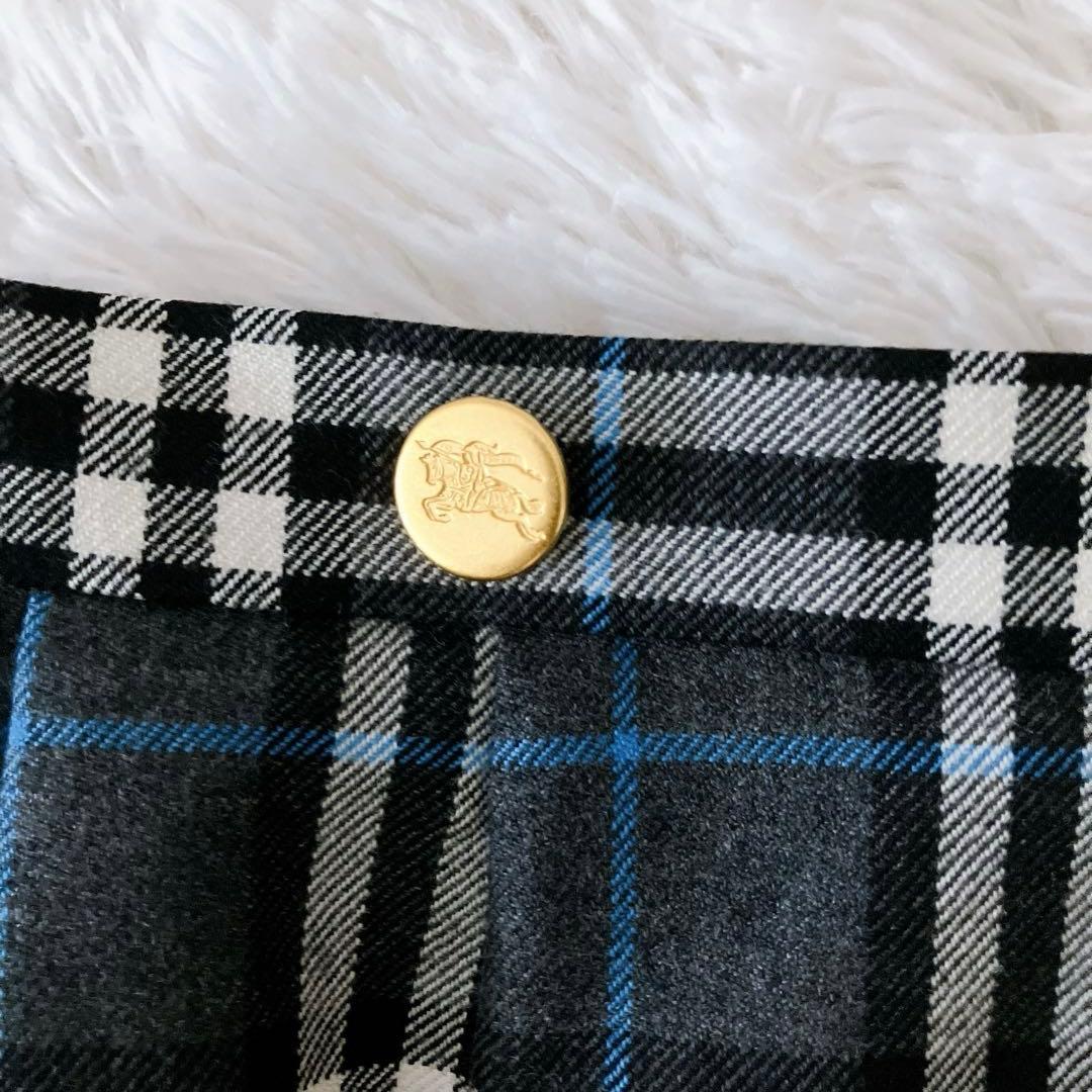 BURBERRY 15号 ラップスカート ノバチェック タイト 金ボタン LL