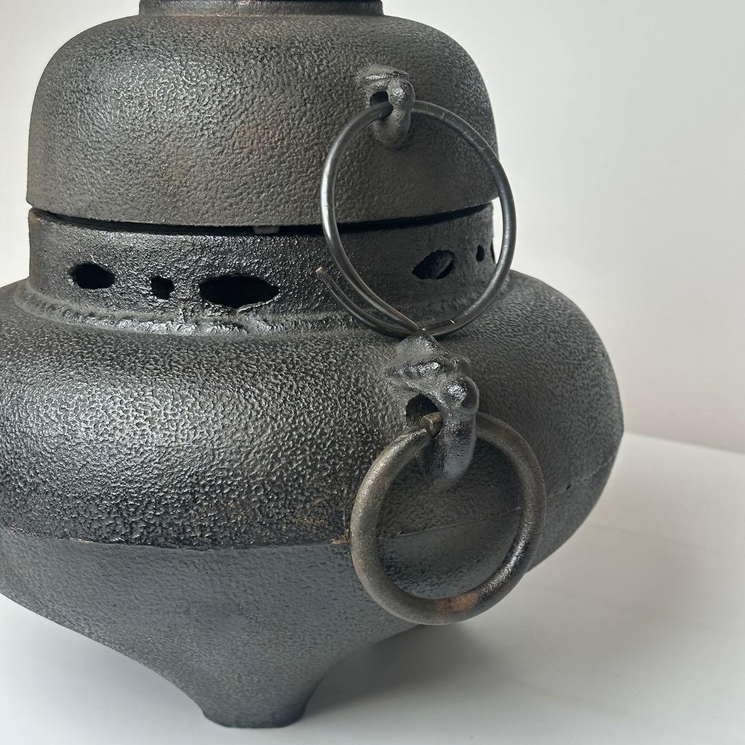茶道具 富士釜 茶釜 真塗風炉型野々田電熱器 動作品 送料込み